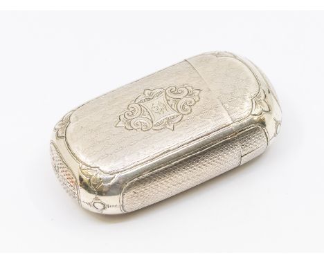 A late 19th Century Russian silver engine turned oblong vesta case, ornate cartouche with central initial F., hallmarked Mosc