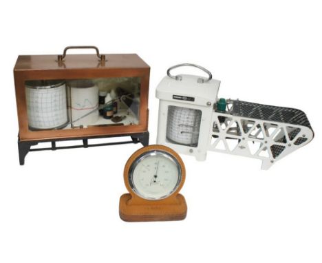 Early to mid 20th century barograph, thermo-hygrograph and thermometer&nbsp;