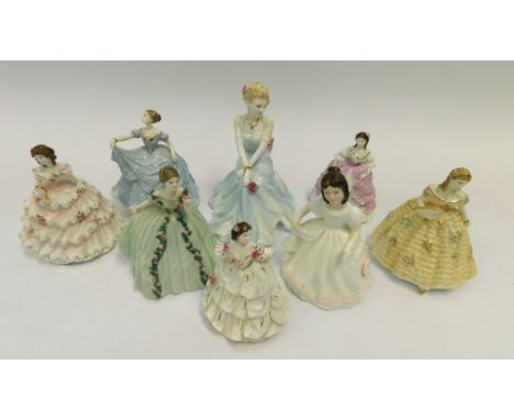 Collection of Royal Worcester Coalport and Royal Doulton miniature lady figurines.