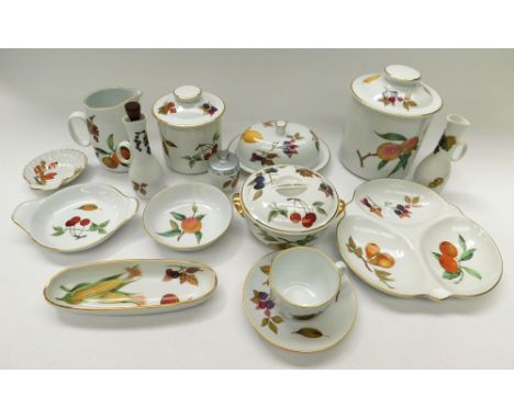 A large collection of Royal Worcester Evesham dinner, tea and coffee wares including cake stands and tureens