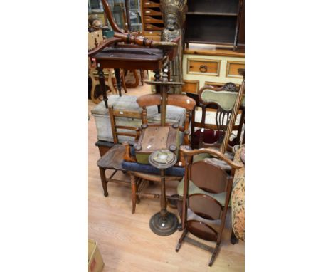 A collection of 19th &amp; 20th Century items including Victorian and Edwardian chairs, smokers stands, wine table AF, commod