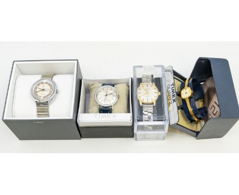 A collection of fourteen ladies and gents vintage wristwatches to include bracelet and leather strap versions in white and go