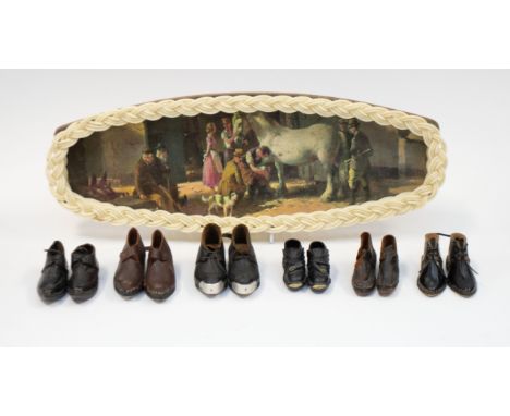 A selection of very tiny children&rsquo;s/babies' clogs to include: black tiny&nbsp;lace-ups in a patent leather; a pair of b