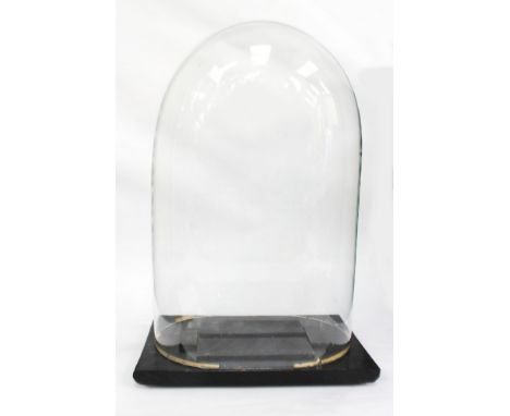 Large glass clock dome with associated base. This would have been for a skeleton clock or to display taxidermy.  No signs of 