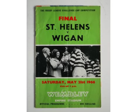 RUGBY LEAGUE - CHALLENGE CUP FINAL 1966 ST HELENS V WIGAN PROGRAMME, TICKET &amp; SONG SHEET
Programme is folded, song sheet 