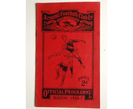 1936-37 ARSENAL V WEST BROMWICH ALBION
Staples rusty, some pink staining on top / bottom of inside pages
Includes 4 page seas