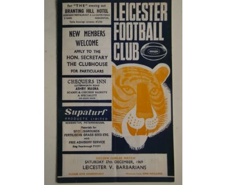 RUGBY UNION - 1969 LEICESTER V BARBARIANS PROGRAMME &amp; TICKET
Both good condition