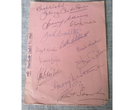 MANCHESTER UNITED AUTOGRAPH PAGE 1950-52
10 Manchester Utd autographs on large autograph page - Johnny Anderson,Johnny Morris