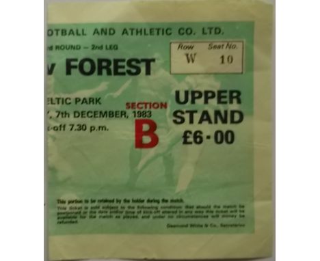1983 CELTIC V NOTTINGHAM FOREST UEFA CUP TICKET
This is one of the largest tickets we have seen - 4.5 x 5.5 Inch's
Slight fol