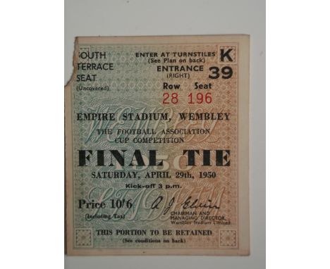 1950 FA CUP FINAL ARSENAL V LIVERPOOL TICKET
Small piece missing from top corner