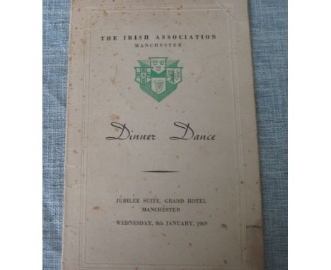 A Irish association dinner menu signed by Manchester Utd's&nbsp; Matt Busby,Frank O'Farrell &amp; Pat Crerand
Signed on back 