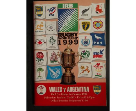 RUGBY UNION - 1999 WORLD CUP WALES V ARGENTINA PROGRAMME &amp; TICKET
Both good condition