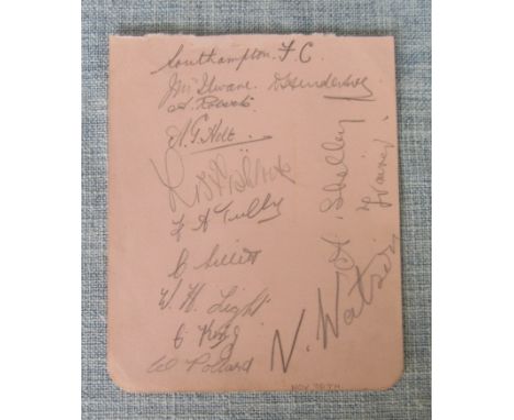 SOUTHAMPTON AUTOGRAPH PAGE 1935
12 Southampton autographs from 1935 season,Henderson,Holt,Roberts,Shelley,Watson,Pollard,Sill