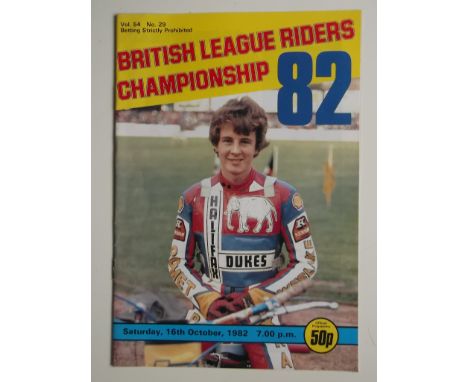 1982 BRITISH RIDERS CHAMPIONSHIP AT BELLE VUE PROGRAMME + TICKET
Results noted, ticket torn on entry