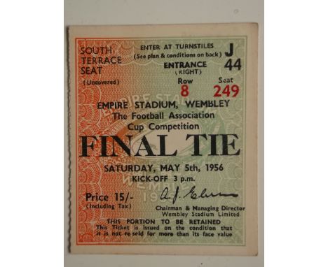 1956 FA CUP FINAL BIRMINGHAM CITY V MANCHESTER CITY TICKET
Good condition