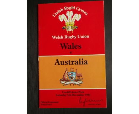 RUGBY UNION - WALES V AUSTRALIA PROGRAMME &amp; TICKET
Both in good condition