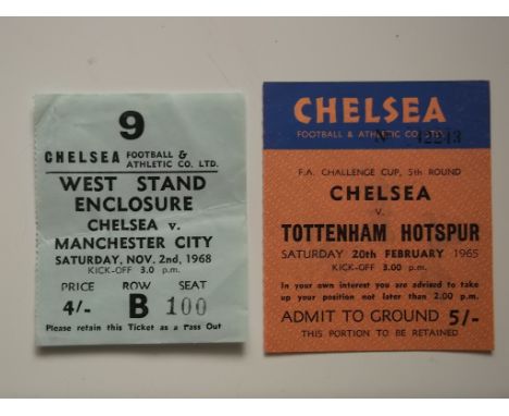 CHELSEA 1960'S TICKETS X 2
1964-65 v Tottenham FA Cup 5th round &amp; 1968-69 v Man City
Both with very light folds