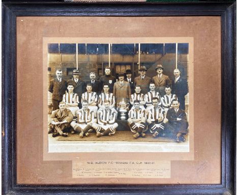 An original Albert Wilkes photograph of the 1930-31 FA Cup Winners West Bromwich Albion with players and staff names.
Mounted