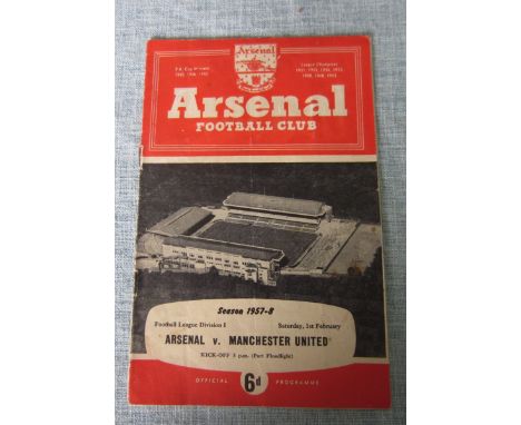 Arsenal v Manchester United 1st February 1958last game before the Munich crash
Slight front crease no writing Good