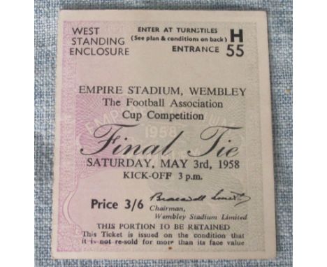 Manchester United v Bolton 1958 Cup Final Ticket
Good Condition