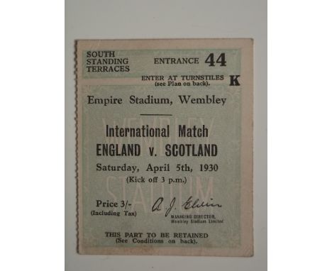 1930 ENGLAND V SCOTLAND TICKET
Good condition