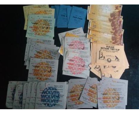 WOLVES - COLLECTION OF TICKETS X 76
Includes Derek Dougan Testimonial, 1960s ticket/vouchers, car park park tickets
76 items 