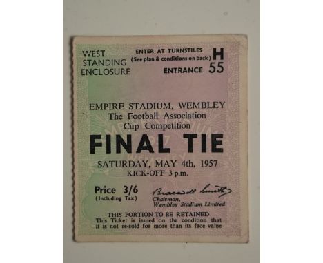 1957 FA CUP FINAL ASTON VILLA V MANCHESTER UNITED TICKET
Good condition with just tiny fold on top corner