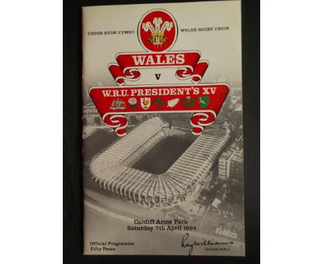RUGBY UNION - 1984 WALES V W.R.U PRESIDENTS XV PROGRAMME &amp; TICKET
Both good condition