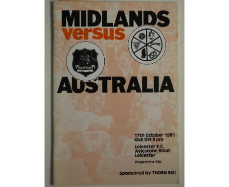 RUGBY UNION - 1981 MIDLANDS V AUSTRALIA AT LEICESTER PROGRAMME &amp; TICKET
Both good condition