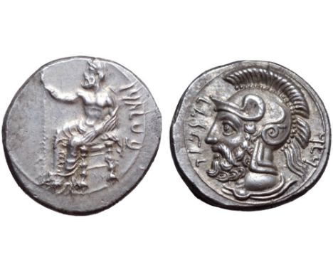 Cilicia, Satraps AR Stater. Pharnabazos, satrap of Hellespontine Phrygia. Tarsos, circa 380-373 BC. Baaltars seated left, hol