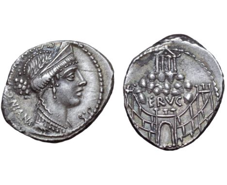 C. Considius Nonianus AR Denarius. Rome, 57 BC. Laureate and diademed bust of Venus right; [C•CONSIDI•N]ONIANI downwards behi