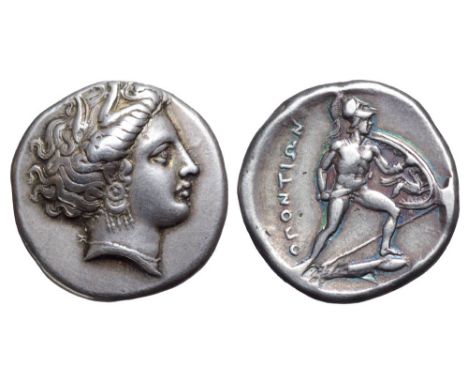 Lokris, Lokris Opuntii AR Stater. Circa 369 BC. Head of Demeter left, wearing barley-wreath, pearl necklace and elaborate 'bo