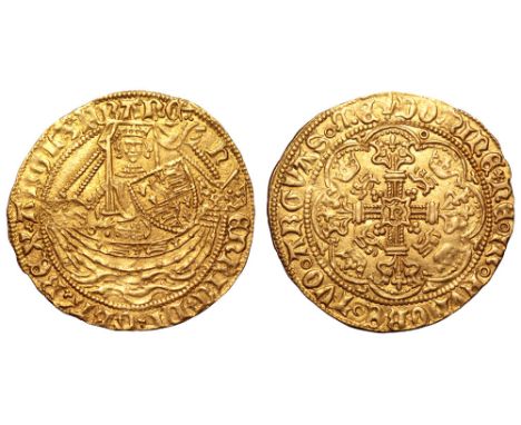 Great Britain. Henry VI (First reign, 1422-1426) AV Half-noble. Annulet issue. London, c.1422-1430. King, crowned, standing f
