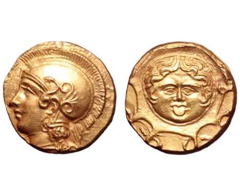 Sicily, Syracuse AV Dilitron. Emergency issue of the Second Democracy, winter 406/5 BC. Obverse die signed by 'IM...'. Head o