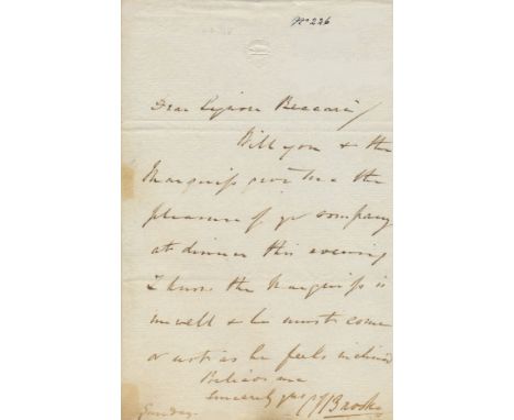 BROOKE CHARLES: (1829-1917) Rajah of Sarawak 1868-1917. A.L.S., C J Brooke, one page, 8vo, n.p., n.d. ('Sunday'), to Signor B