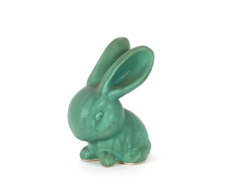 A large Sylvac style green pottery rabbit, 26cm high