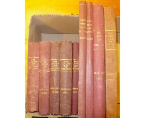 The Light Car. Five octavo hardbound volumes in the publisher's maroon cloth with gilt lettering to the spines. Together with