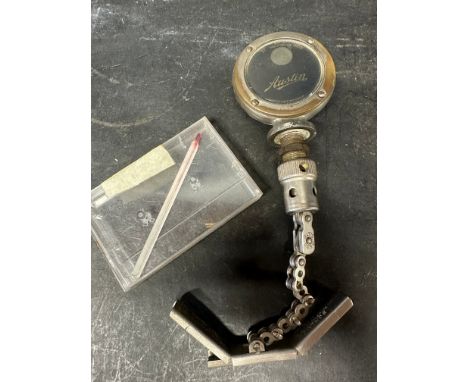 An Austin Boyce meter with Schlaich Boyce moto-meter lock and replacement thermometer. 