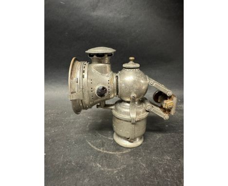 A Lucas Colonia King No. 266 nickel plated carbide lamp for motorcycles/bicycles. 