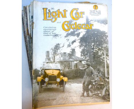 Light Car &amp; Cyclecar Magazine, loose issues Vol 4 Nos 79 (May 1914), 80, 81, 82, 84, 85, 86, 88, 89, 90, 91, 94, 96, 98, 