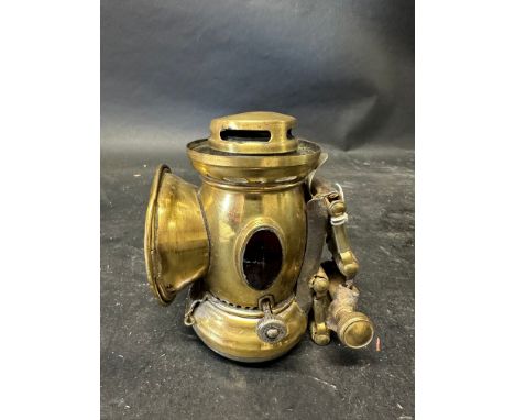 A Jos. Lucas Model Club brass paraffin lamp. 