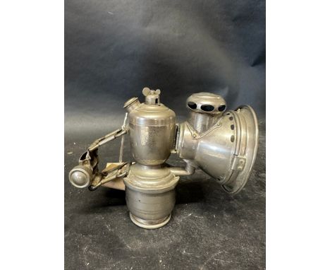 A Jos Lucas nickel plated acetyphote carbide lamp model 316.