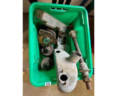A Riley 9 alternator, twin carburettor air intake, Riley engine mounting bar and Luxax Shockers (2). 