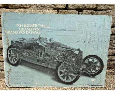 A 1977 calendar for Bridgestone Tyres depicting a 1924 Bugatti type 35, 40 x 29". 