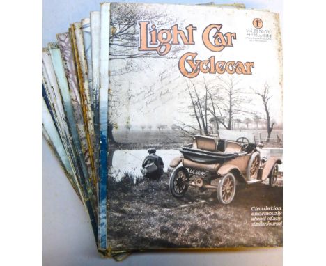 Light Car &amp; Cyclecar Magazine, loose issues Vol 3 Nos 53 (Nov 1913) to 78 (May 1914), all with covers (26 in two packs). 