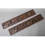 2-teiliges Konvolut von Holzleisten / Holzmodeln m. figürlichen Abbildungen (1929)