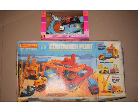 A Machbox Playset Controller Port, together with: a Mattel Barbie Vespa.