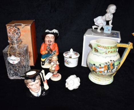 A MIXED LOT COMPRISING ROYAL COPENHAGEN PAIR OF DUCKS MODEL 516,   Royal Doulton Toby jug D6916 'The Graduate', Lladro figure