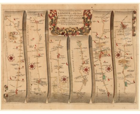 [MAP].  Ogilby, John (Scottish, 1600-1676). 'The Road from London to Holy Head' [Towcester to Lichfield section], engraved ri