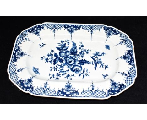 AN 18TH CENTURY FIRST PERIOD WORCESTER PORCELAIN  shallow dish of octagonal form, decorated in the 'Pine cone' pattern, 25cm 